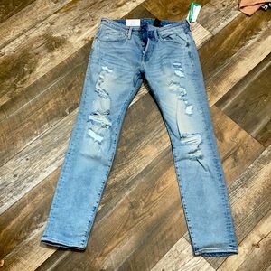 H&M NWT 34 Skinny Faded & Destroyed Button Fly